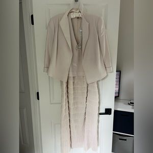 2Piece Daymor Couture Halter Mother of the Bride V-neck Dress in Off-White